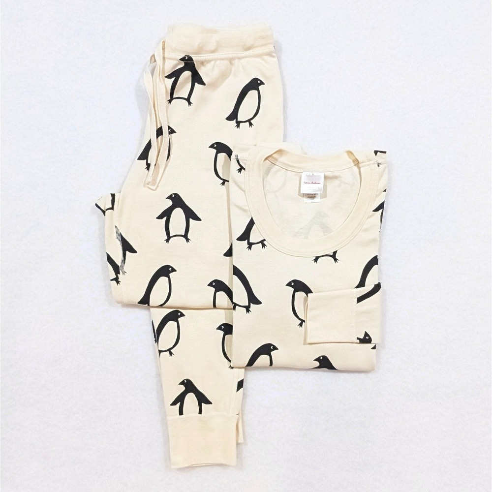 Hanna Andersson Pajamas Size S Organic Cotton Butter Yellow Penguin Sustainable